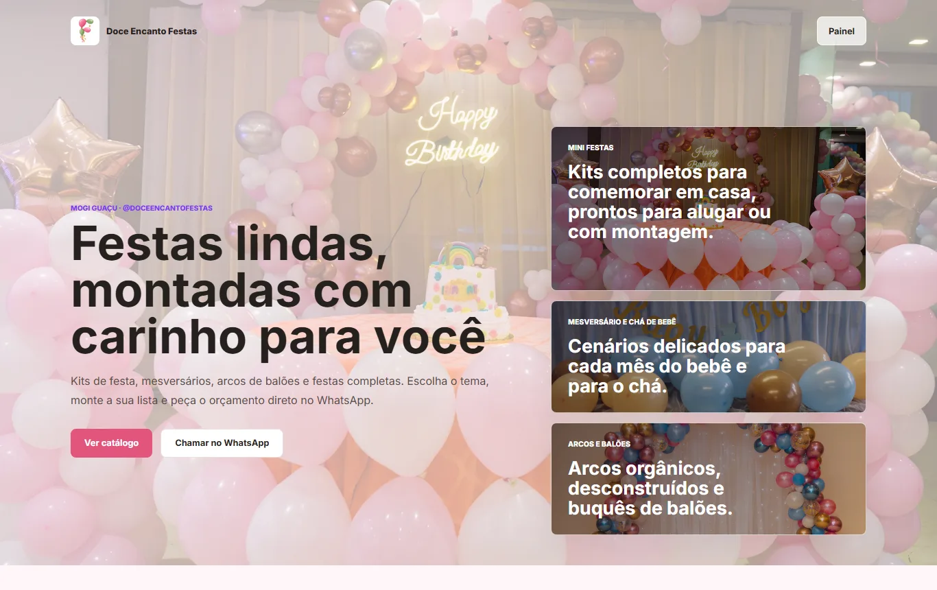Catálogo VitrineZap de demonstração, de uma loja de festas